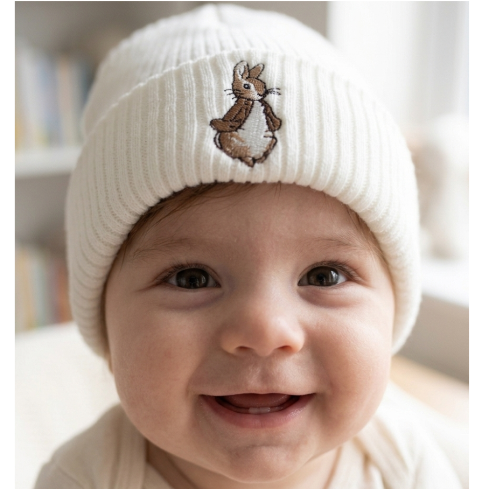 KW111: Baby Embroidered Brown Bunny Rabbit Knitted Hat (Newborn -3 Months) KW111: Baby Embroidered Brown Bunny Rabbit Knitted Hat (Newborn -3 Months)